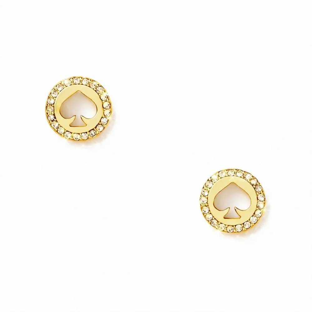 Kate Spade Spot The Spade Gold Pave Halo Spade Studs